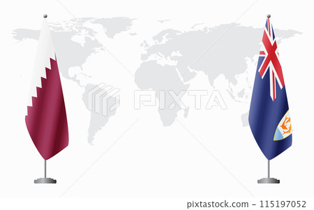 Qatar and Anguilla flags for official meeting 115197052