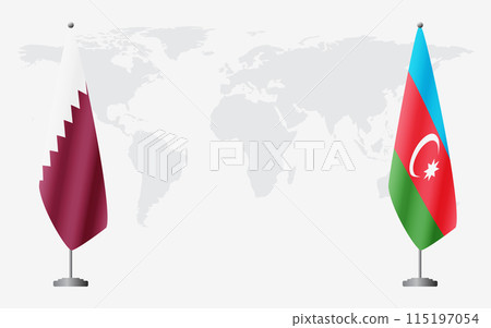 Qatar and Azerbaijan flags for official meeting 115197054
