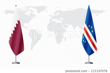 Qatar and Cape Verde flags for official meeting 115197076