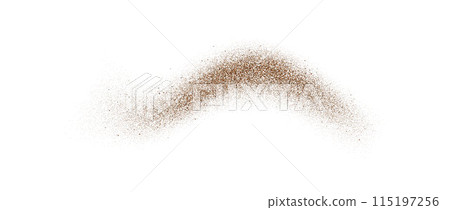 Coffee, cocoa or chocolate powder particles. Brown dust or sand wave element. Ground beans, grains and granules wavy flowing shape. Vector overlay illustration 115197256