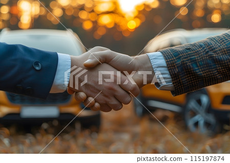 Business Partnership Success, Autumn Handshake Agreement, Automotive Deal in Outdoor Setting Generative AI Business Partnership Success, Autumn Handshake Agreement, Automotive Deal in Outdoor Setting Generative AI 115197874
