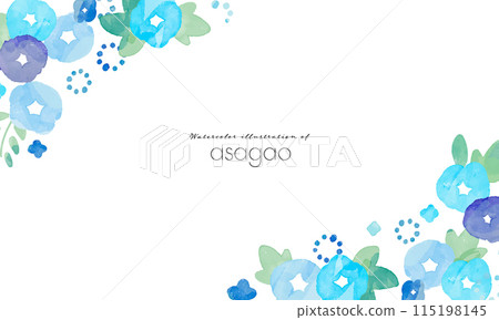 水彩。牽牛花插圖與水彩風格。牽牛花的向量圖。日式牽牛花日本圖案背景框架。 115198145