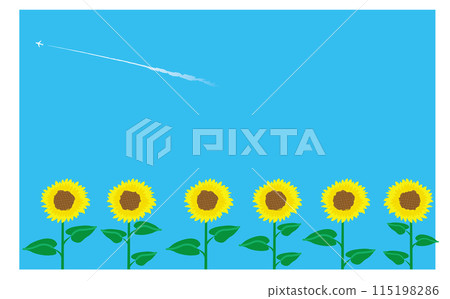 Sunflower and fresh grassland illustration background Sunflower and fresh grassland illustration background 115198286