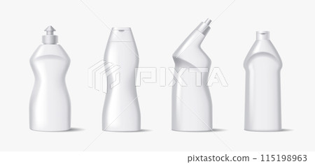 Cleaning products bottles with design mockup items set 115198963