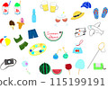 Illustration of colorful items to enjoy summer 115199191
