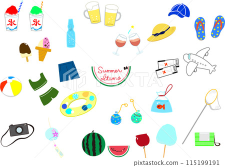 Illustration of colorful items to enjoy summer 115199191
