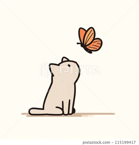 Cat and butterfly Cat and butterfly 115199417