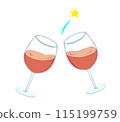 Illustration of wine glasses toasting 115199759