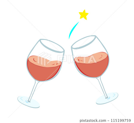 Illustration of wine glasses toasting Illustration of wine glasses toasting 115199759