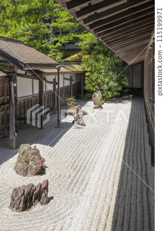 從連接走廊可以看到高野山金剛峰寺、本堂、枯山水小花園 115199971