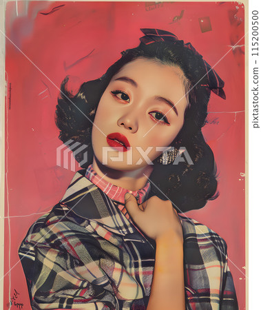 復古流行亞洲偶像插畫 115200500