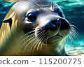 Spotted seal that comes out of the water 115200775