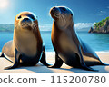 Spotted seal in the sea 115200780