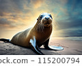 Seals illuminated by the setting sun 115200794