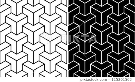 3D Illusion in Seamless Geometric Op Art Patterns. 115201563