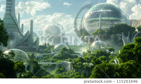 史詩般的太陽朋克世界的插圖 115201646