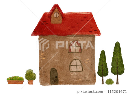 水彩繪本風格的可愛房子插圖 06 115201671