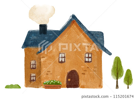 水彩繪本風格的可愛房子插圖 02 115201674