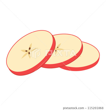 Red apple slices Hand drawn trendy flat style on white background Red apple slices Hand drawn trendy flat style on white background 115201868