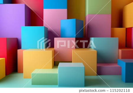 Pastel geometric blocks display Pastel geometric blocks display 115202118