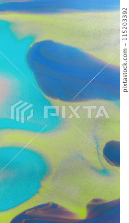 Vibrant acrylic paint flowing downwards on a surface, creating a colorful and dynamic abstract pattern. Vibrant acrylic paint flowing downwards on a surface, creating a colorful and dynamic abstract pattern. 115203392