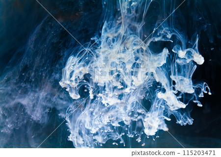 A mesmerizing dance of inky tendrils unfurling through azure waters, evoking a sense of depth and intrigue. A mesmerizing dance of inky tendrils unfurling through azure waters, evoking a sense of depth and intrigue. 115203471