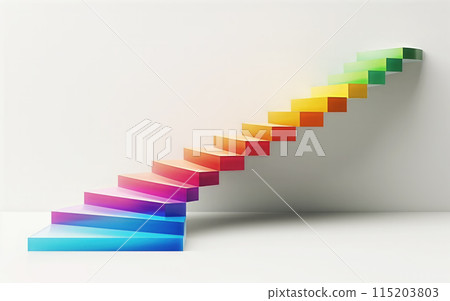 Abstract 3d illustration of a staircase with a vibrant color gradient 115203803