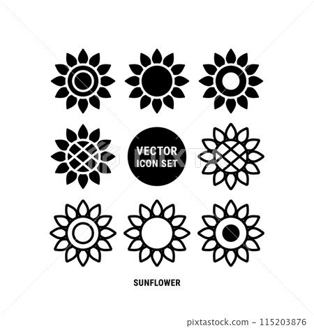 簡單的花圖標集向日葵 簡單的花圖標集向日葵 115203876