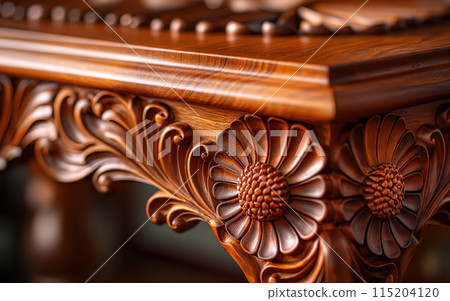 Luxurious handcrafted wooden table detailing furniture making Luxurious handcrafted wooden table detailing furniture making 115204120