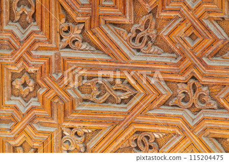 Six-pointed and eight-pointed stars coexist in architectural decorations on carved wooden structures in many traditions of the peoples of the world. Unity of culture, kinship of people in the world. 115204475