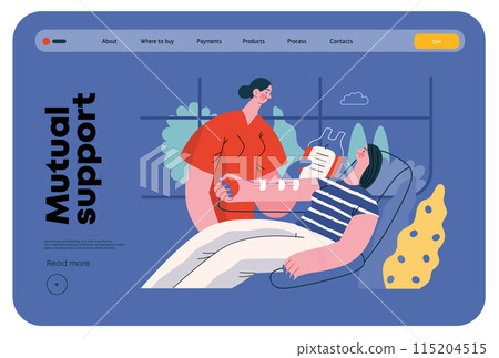 Mutual Support: Blood donation -modern flat vector concept illustration of a nurse and woman donating blood A metaphor of voluntary, collaborative exchanges of resource, services Mutual Support: Blood donation -modern flat vector concept illustration of a nurse and woman donating blood A metaphor of voluntary, collaborative exchanges of resource, services 115204515