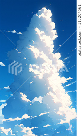手绘卡通唯美的蓝天白云插画背景 手绘卡通唯美的蓝天白云插画背景 115204561