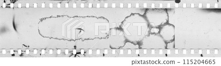 Damaged an old celluloid film strip with rough dust, scratches and stains Damaged an old celluloid film strip with rough dust, scratches and stains 115204665