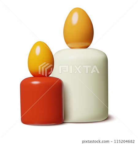 3d Christmas candles icon red and white minimal three dimensional vector holiday design element  115204682