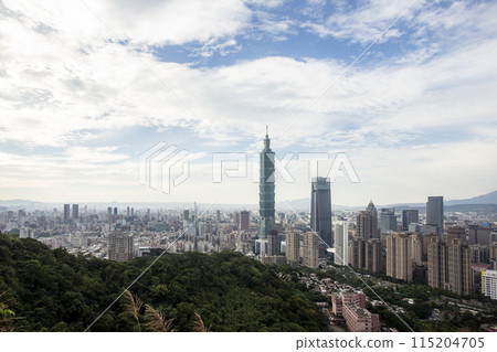 Aerial View Of Taipei City With Taipei 101 Skyscraper In Central, Taiwan. 115204705