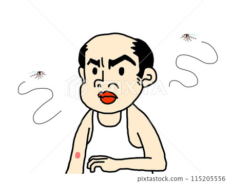 An old man being bitten by mosquitoes An old man being bitten by mosquitoes 115205556
