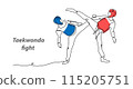 Taekwondo vector background, banner, poster. One continuous line art drawing illustration of taekwondo sport 115205751