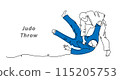 Judo throw vector background, banner, poster. One continuous line art drawing illustration of Judo sport 115205753