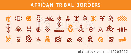 Abstract African tribal symbols geometric shapes 115205912
