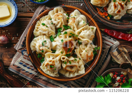 Manti, Mantu or Manty is Famous Traditional Meat Dishes of Central Asia, Turkey and China 115206228