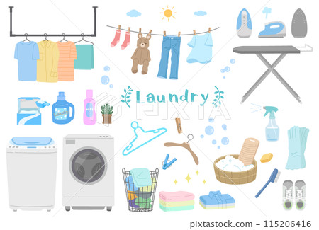 Laundry illustration set Laundry illustration set 115206416