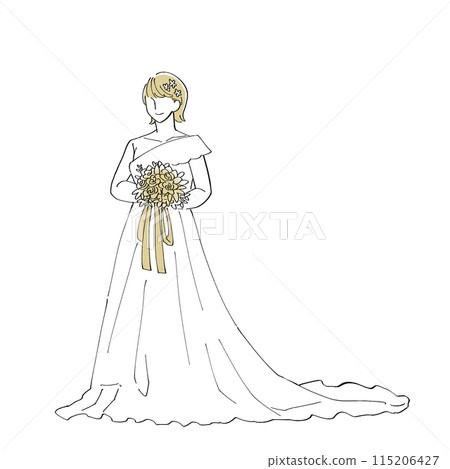 短髮新娘簡單插畫 短髮新娘簡單插畫 115206427