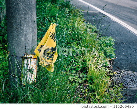 Old yellow crossing flag Old yellow crossing flag 115206480