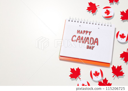The inscription Happy Canada Day in a notebook The inscription Happy Canada Day in a notebook 115206725