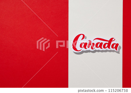 The inscription Canada on a white-red background 115206738