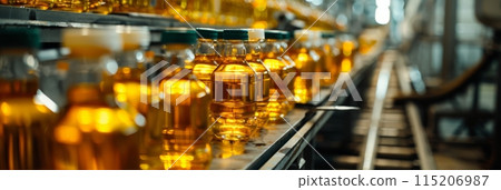 Edible Oils Production Line, Food Industry, Working on Automated Production Lines in Edible Oils Factory Edible Oils Production Line, Food Industry, Working on Automated Production Lines in Edible Oils Factory 115206987