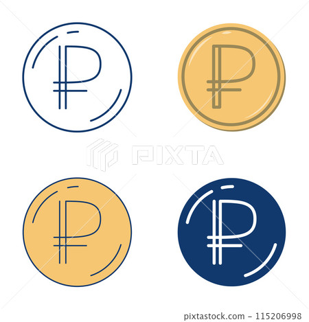 Russian ruble icon set in flat and line style-插圖素材 [115206998] - PIXTA圖庫