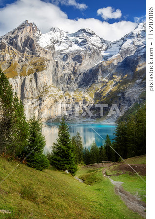 Oeschinnensee lake, Swiss Alps, Switzerland Oeschinnensee lake, Swiss Alps, Switzerland 115207086