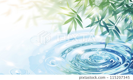 Bamboo leaves floating on the water surface AI image Bamboo leaves floating on the water surface AI image 115207345