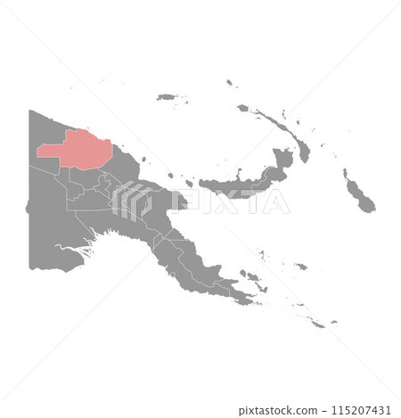 East Sepik Province map, administrative division of Papua New Guinea. Vector illustration. East Sepik Province map, administrative division of Papua New Guinea. Vector illustration. 115207431